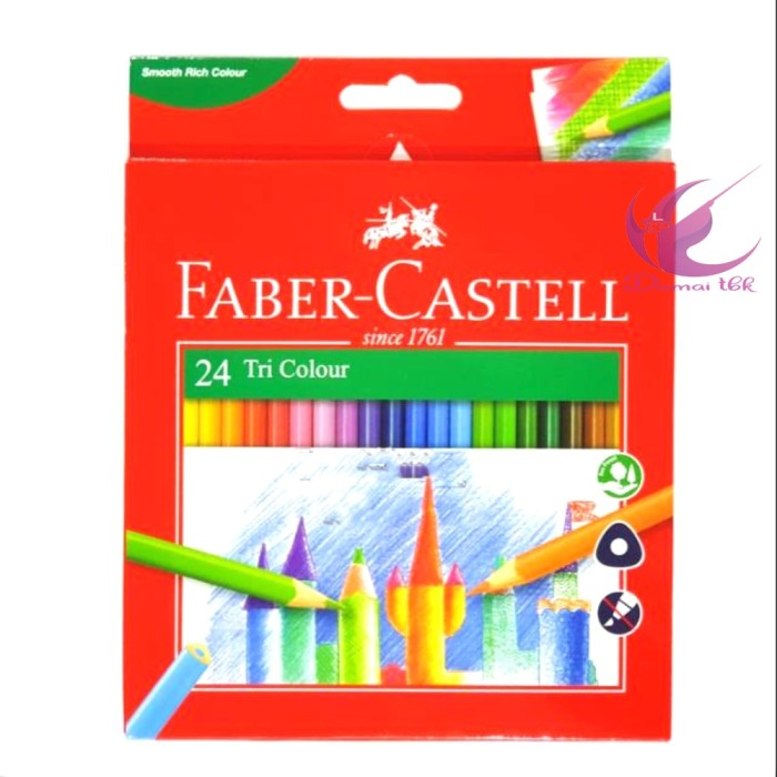 

Faber Castell 24 Tri Colour Pencils Pensil Warna Triangular Isi 24