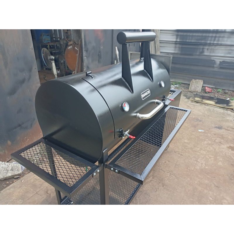 Revers flow custom, offset smoker, grilling, BBQ, kompor