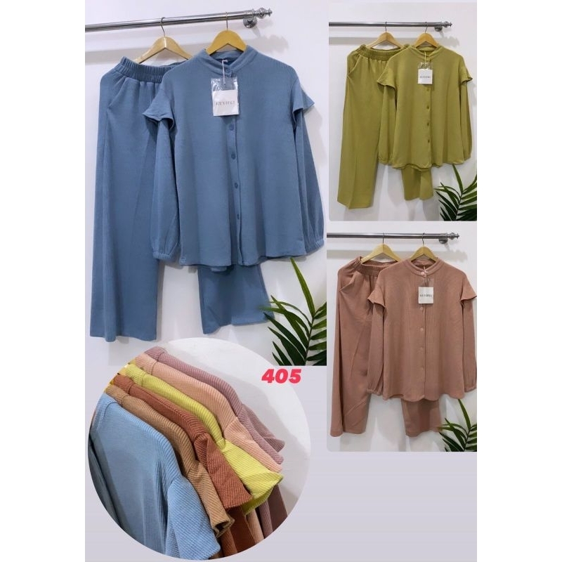 Kuyifei 405//setelan celana wanita//Setelan wanita//Setcel wanita//Baju setelan//Set rajut//One set/