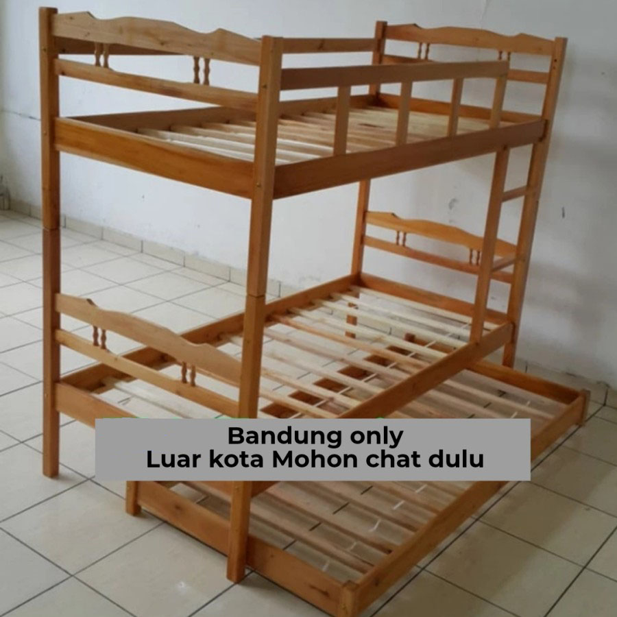 Ranjang Susun / Tingkat Ranjang Kayu 3 susun Ranjang sorong