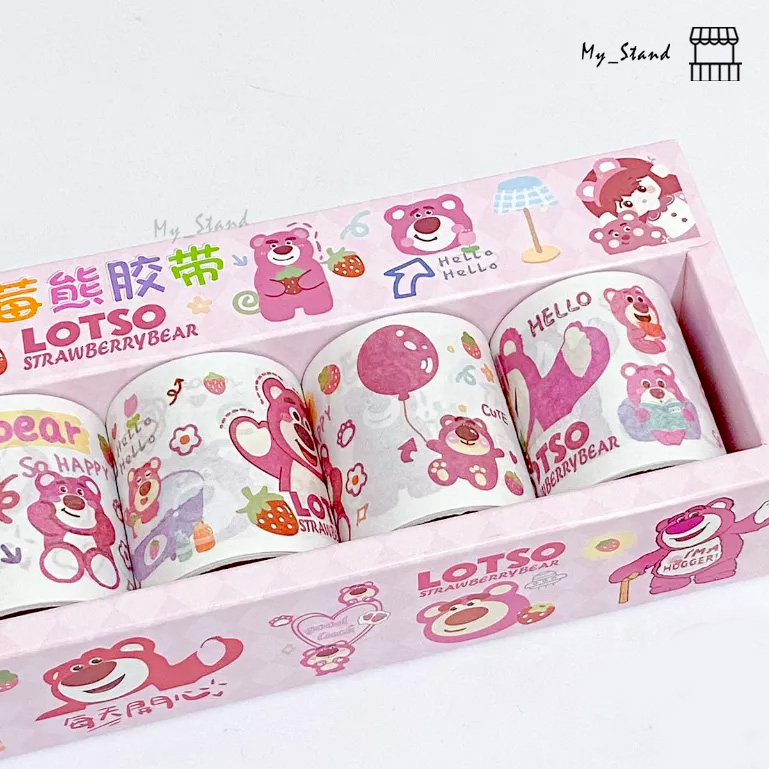 

Washi tape LOTSO 1 set isi 6 solatip sticker teddy bear pink gambar disney lucu tape kartun toy story solasi scrapbook