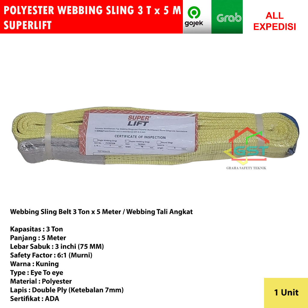 SUPERLIFT webbing sling 3 ton x 5 meter