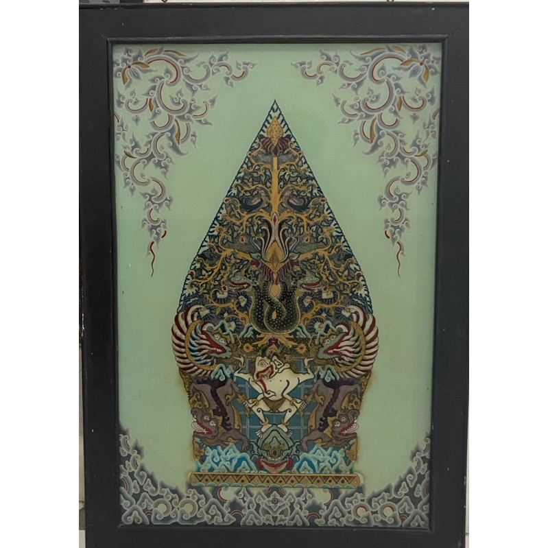 Lukisan kaca wayang cirebon ukuran 70x100
