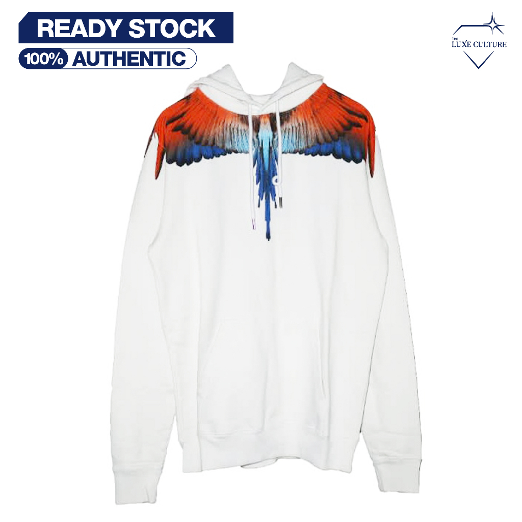 Marcelo Burlon Wing White Orange SS 19 Hoodie / Hoodie Pria Branded Original