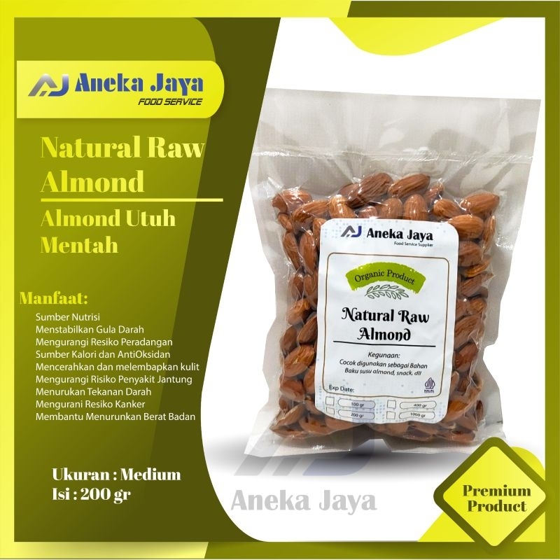 

kacang almond mentah utuh 200 gr kacang almond import blue diamond