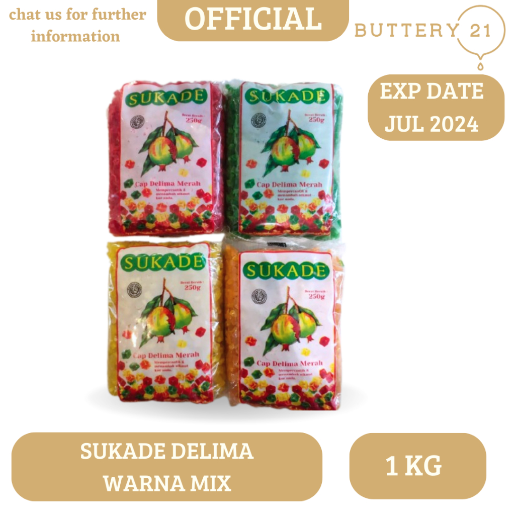 

SUKADE MIX BUAH KERING CAP DELIMA 500 GR / 100 GR