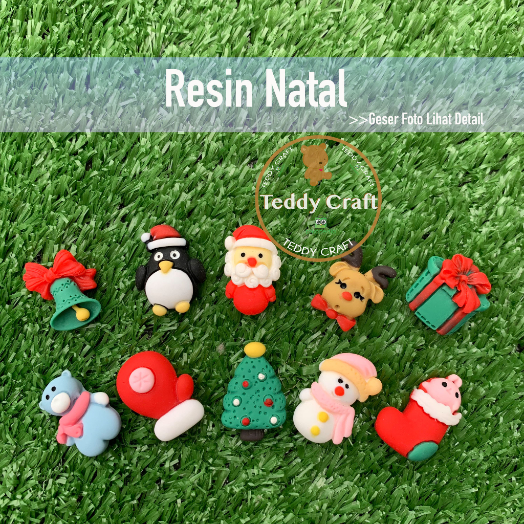 

Resin Natal - Christmas Clay - Craft - Aksesoris Natal - Hiasan Pita - Bandul - Charm Natal - Teddy Craft
