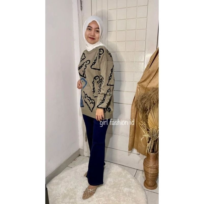 SWEATER RAJUT DINO. OVERSIZE