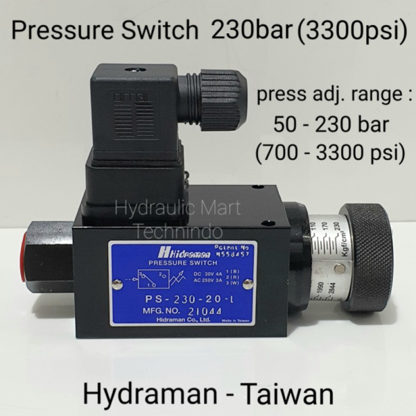 

SALE pressure switch hydraulic 230bar AC220/DC24 PS-230-20-L merk Hydraman berkualitas