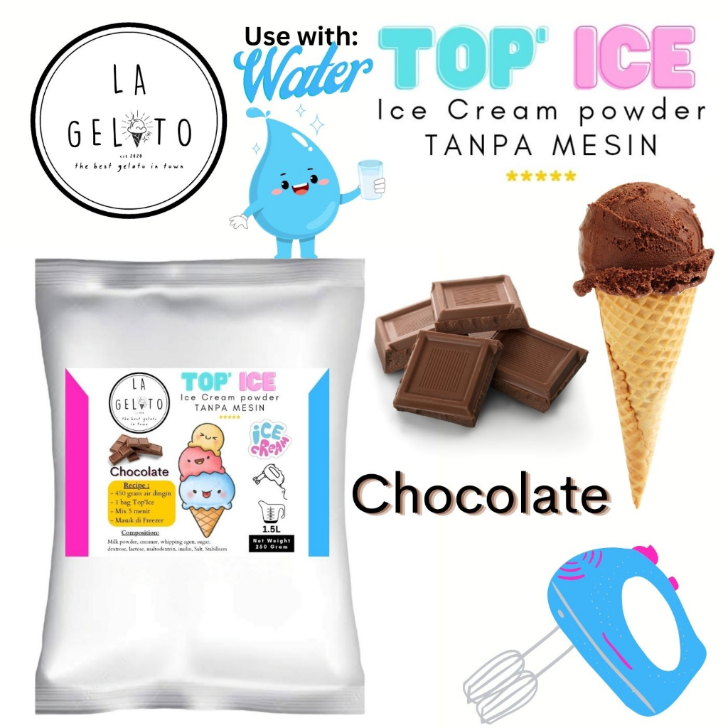 

Bubuk Es krim Top ice tanpa mesin aneka rasa 250gr