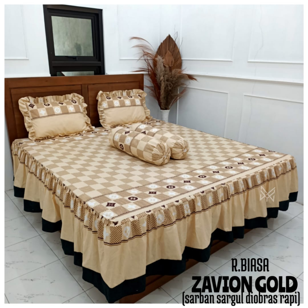 Sprei Rumbai Biasa Motif Brand LV Murah Size King No. 1 180x200