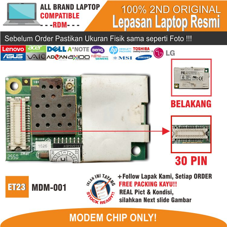 ET23 MDM-MSI-1 Internal Bluetooth Modem Card Modem Chip MD560 B -01 TOQC60308633 QTIMM00BMD560B01