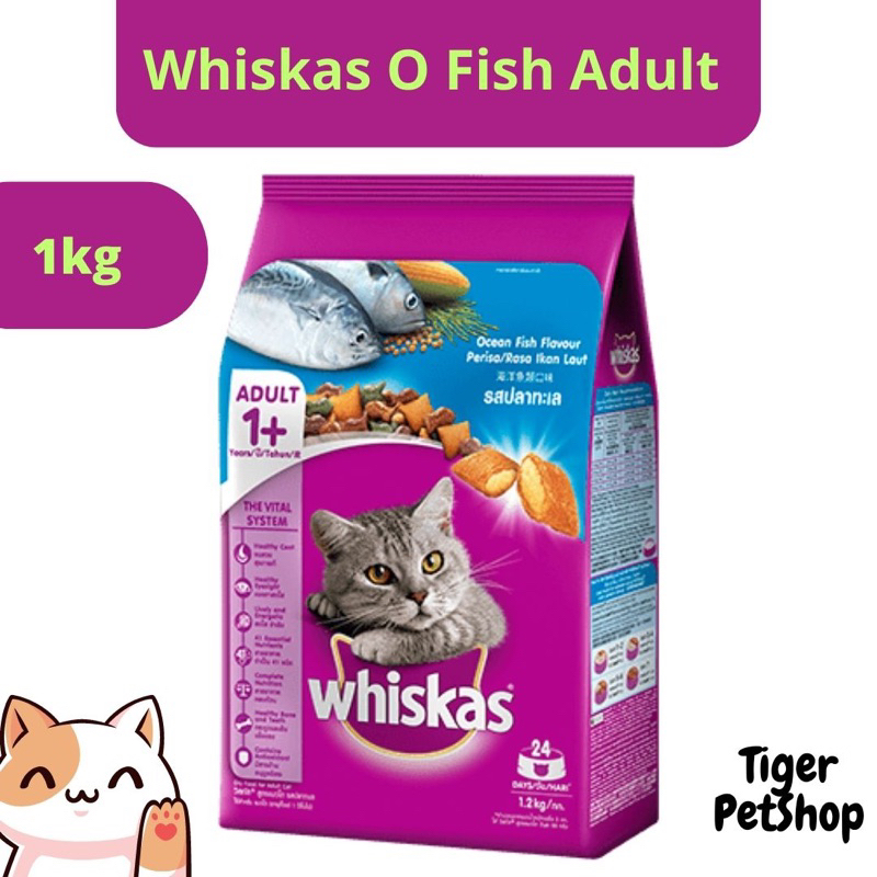 Makanan Kucing WHISKAS Adult Ocean Fish 1000gr 1kg Cat Dry Food Makanan Kucing Kering Murah Repack W