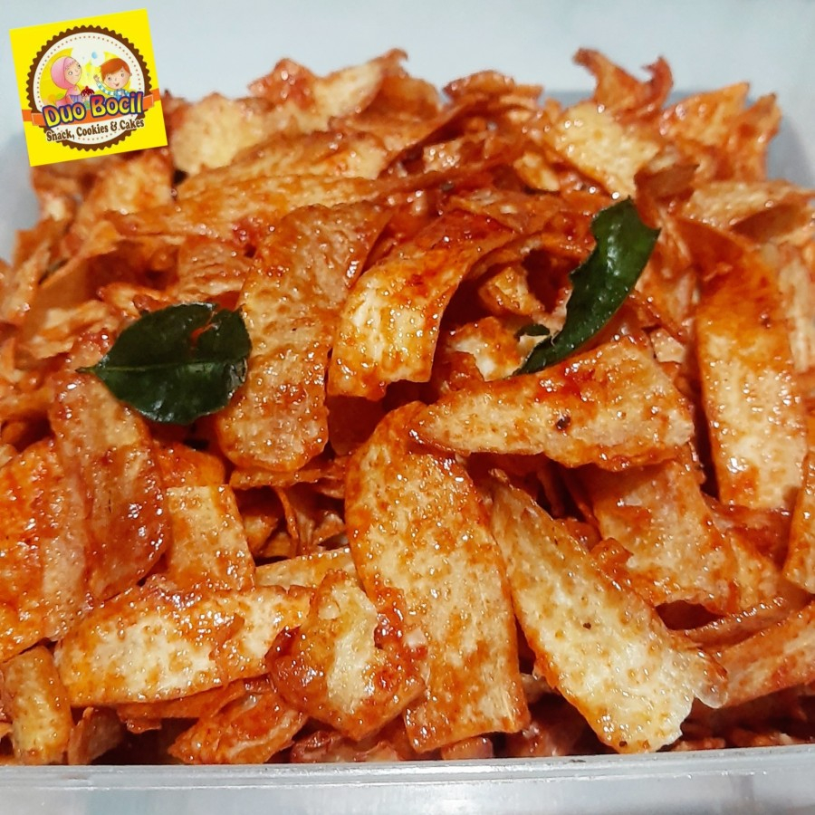 

Keripik Singkong Mangleng Pedas Daun Jeruk - Duo Bocil Snack