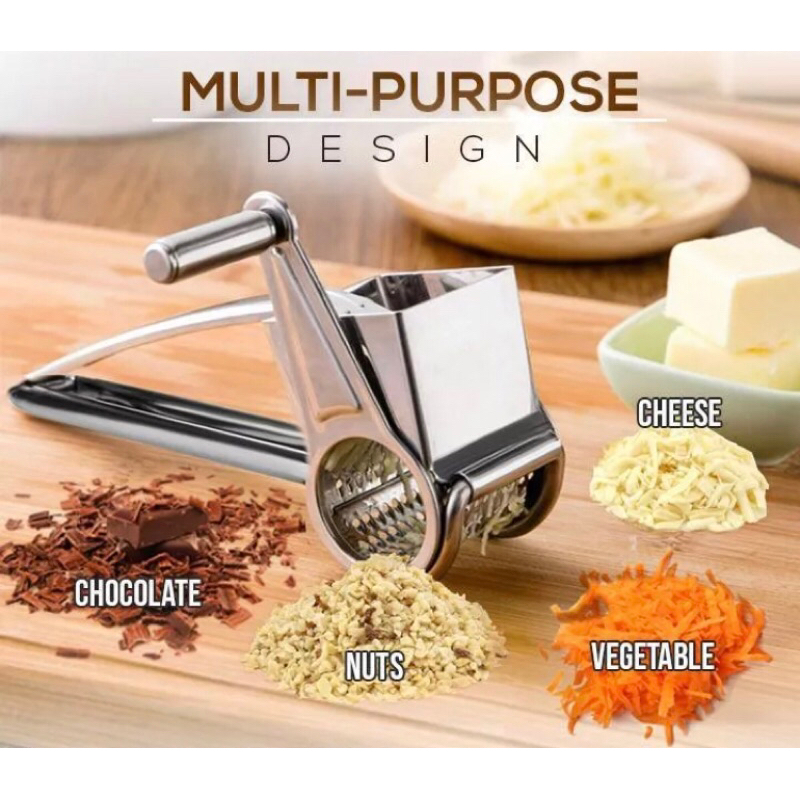 Alat Parut Keju Cheese Grater Stainless Steel Putar Untuk Keju/sayuran