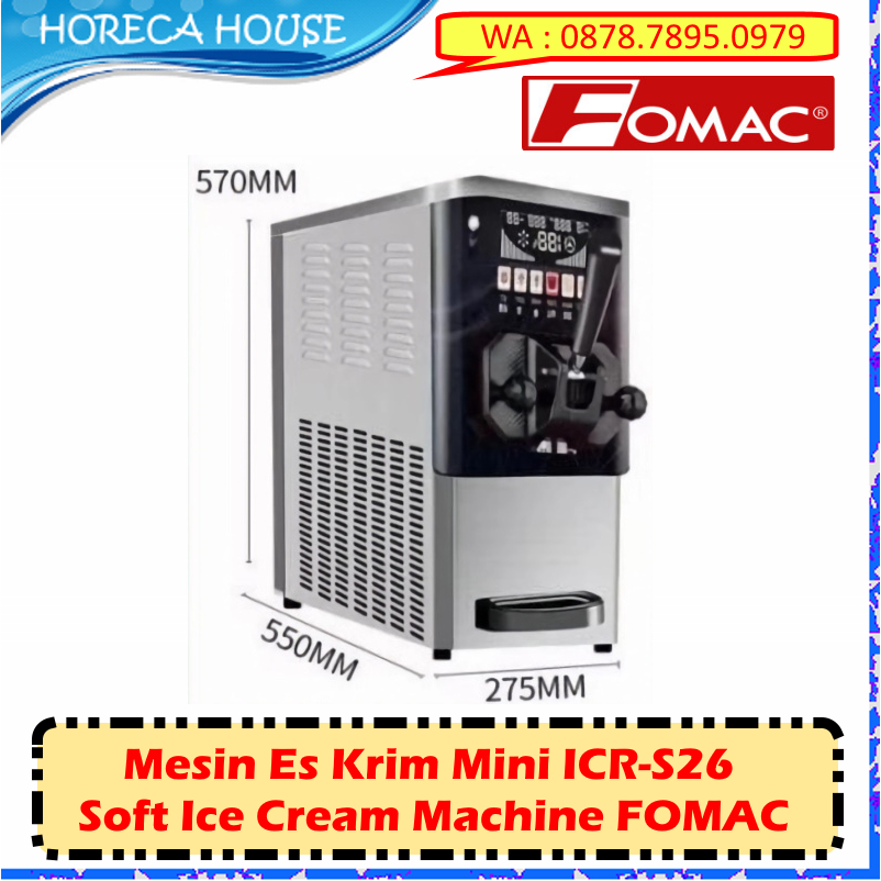 Mesin Es Krim Mini ICR-S26 Soft Ice Cream Machine FOMAC