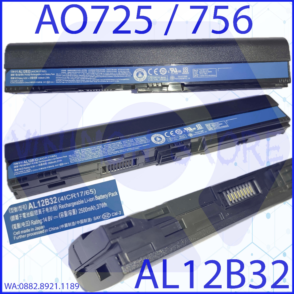 AL12B32 AL12B72 BATTERY BATERAI ACER ASPIRE AO 725 756 AO725 AO756 V5-121 V5-V131 V5-171 ORIGINAL