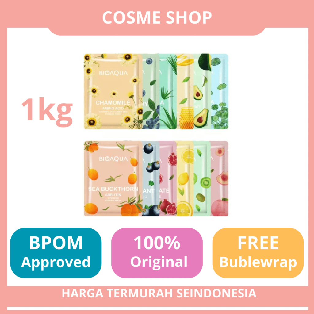 BIOAQUA Sheet Mask Paket Usaha/Paket Usaha Masker Bioaqua/1 Kilo dapat Puluhan/Sheet Mask/Masker Bio
