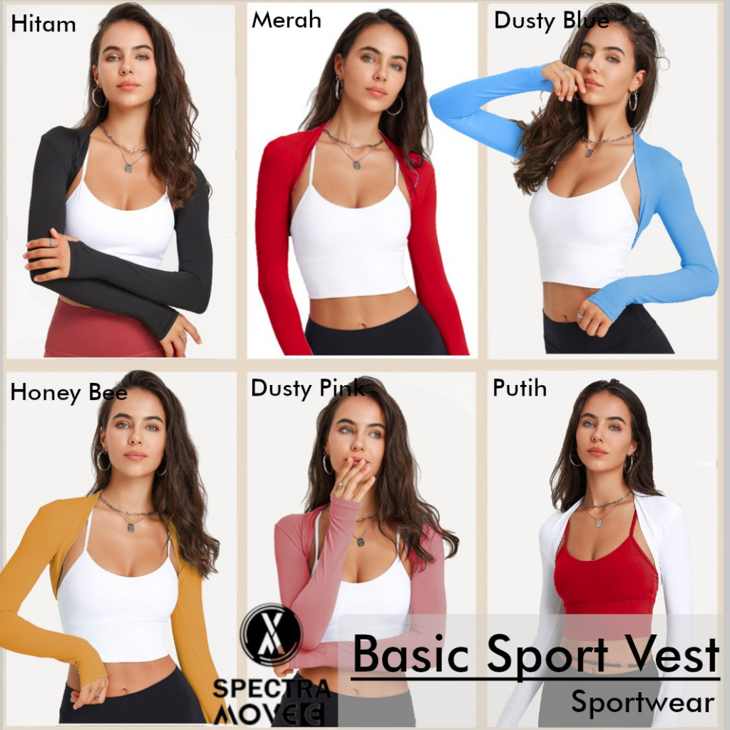 Baju olahraga Outer BASIC SPORT VEST bolero luaran tangan panjang sport baju senam murah baju olahra