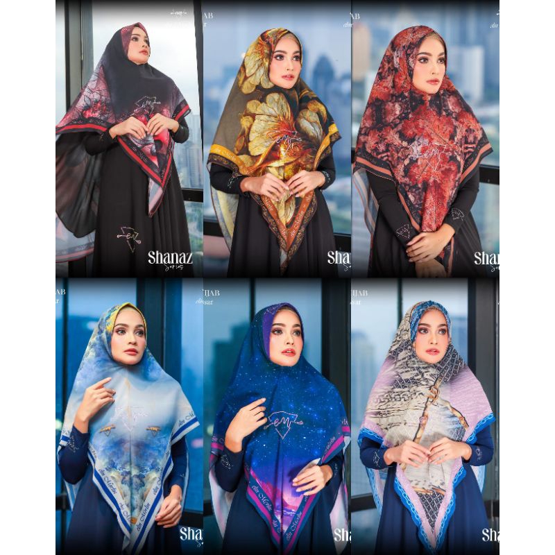 Khimar Shanaz By Elin Merlin Original Hijab Ceruty Full Digital Printing Modern Kerudung Muslim Musl