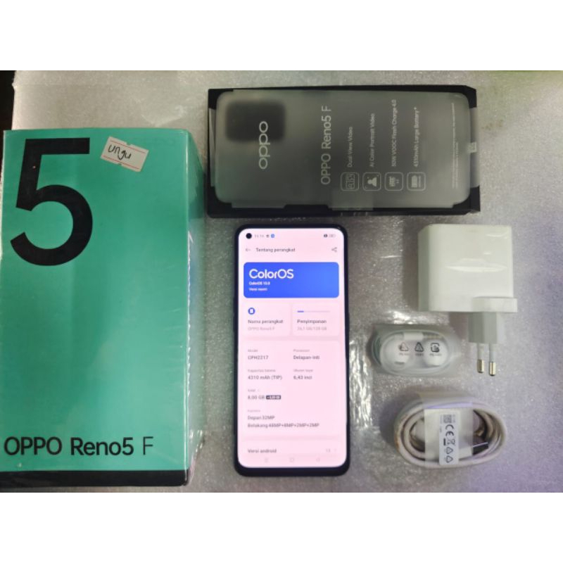 Second Oppo reno 5f ram 8/128 gb fulset garansi resmi oppo