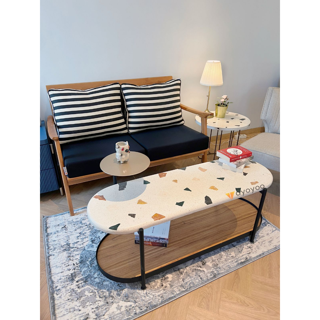 Ayoyoo Mahogany Terazzo Biscoff Table