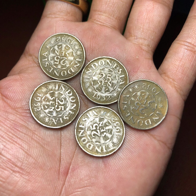 Koin Kuno 25 Sen Dipanegara 1952 Kapas dan Padi