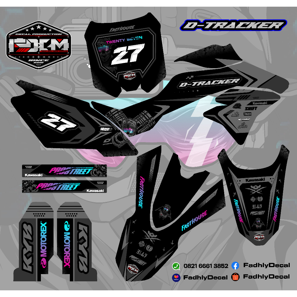 DECAL STIKER DTRACKER DTX D TRACKER GREY ABU HITAM FULL BODY SUPERMOTO MOTOCROSS FULLBODY STICKER ST