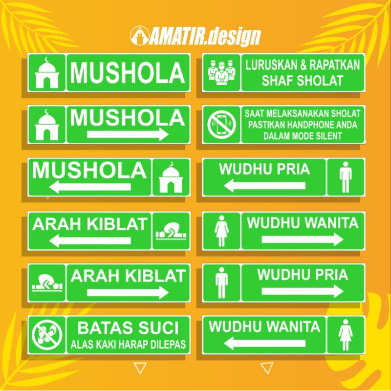 

STIKER MUSHOLA, STIKER ARAH KIBLAT, STIKER TEMPAT WUDHU, STIKER BATAS SUCI DLL (Bahan Vinyl + Laminasi Glossy Anti Air)