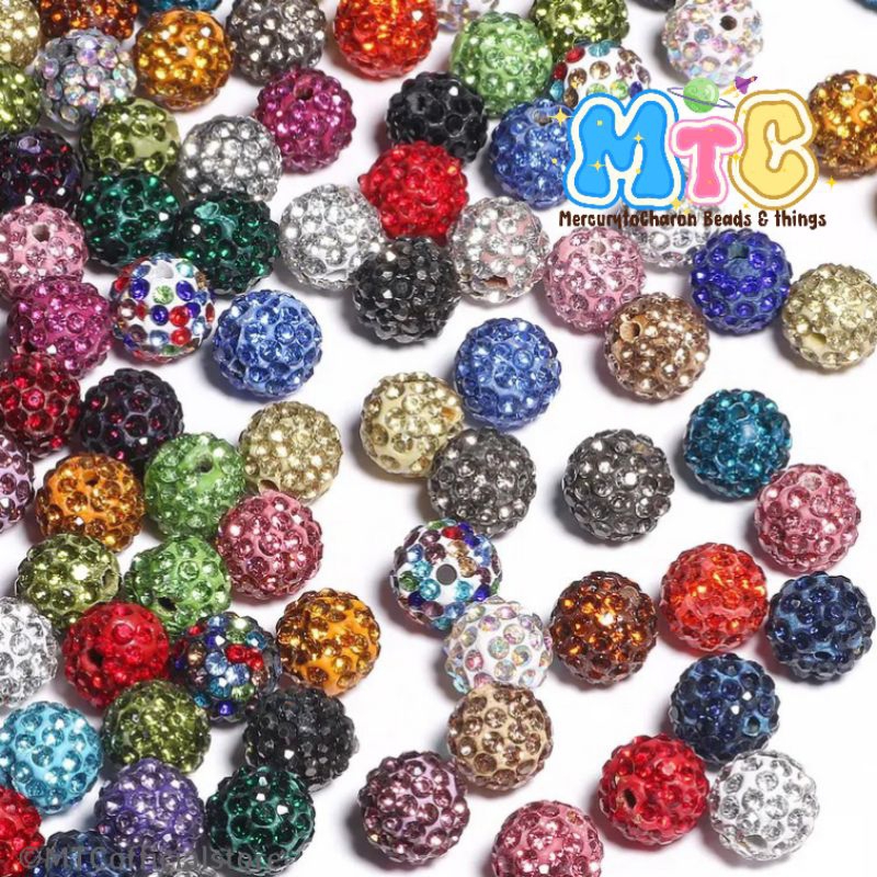 100 pcs Manik Bola Disko Mote Tanah Liat 8mm polymer clay rhinestones Beads