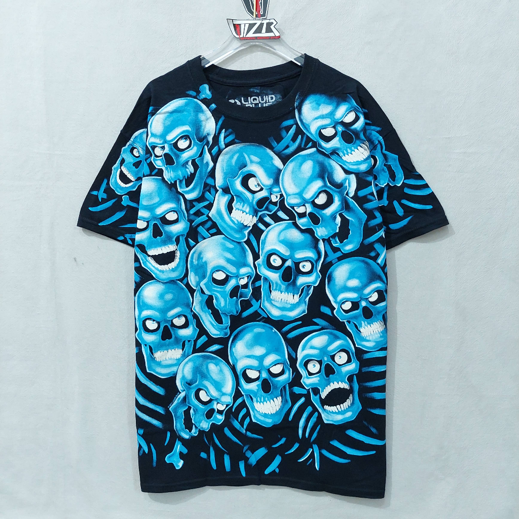 Kaos / T Shirt All over Print LIQUIDBLUE SKULL PILE BLUE Original
