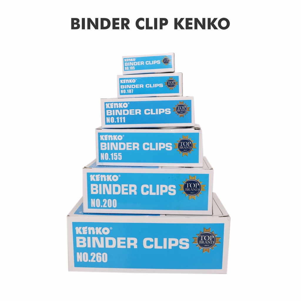 

1 BOX Kenko Binder Clip No.105 107 111 155 200 260 - Klip Penjepit Kertas Hitam 1 Pack