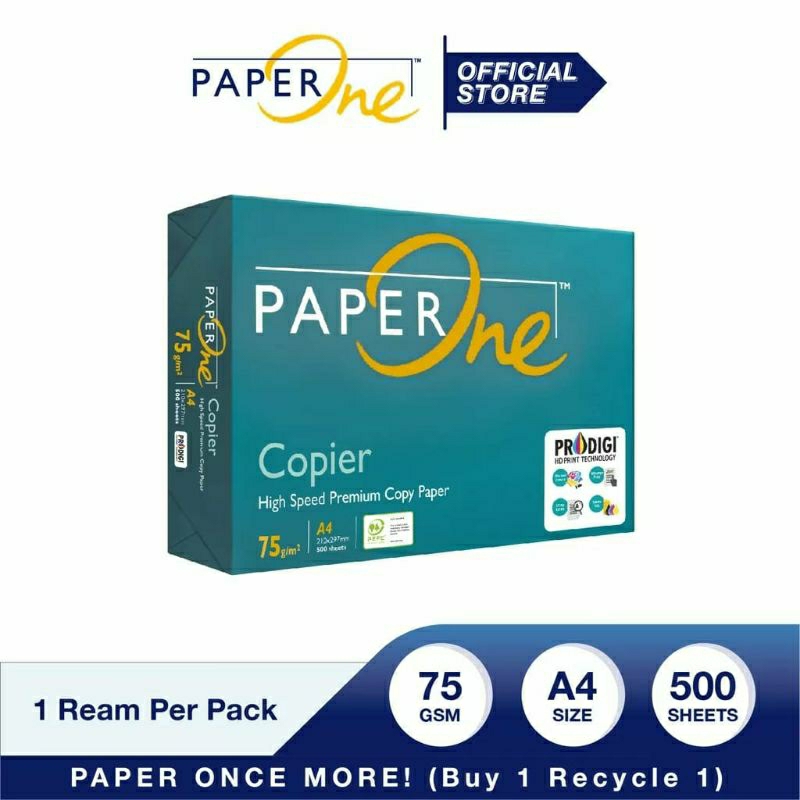 

PaperOne Kertas A4 75gr Copier 1 Rim (500 lembar) Kertas HVS