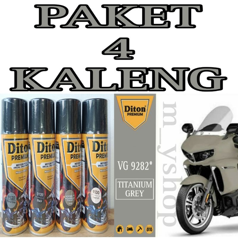 PAKET 4 KALENG pilok pilox diton premium  TITANIUM GREY VG 9282* abu doff 9282 400cc abu metallic do