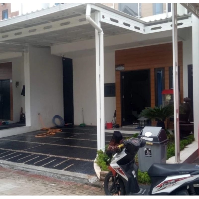 kanopi baja ringan atap alderon doubel tuwinwal 10m + cat kerangka free lampu