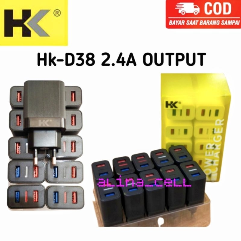 BATOK CHARGER ADAPTOR KEPALA CAS HK D38 D 38 2.4A ORIGINAL HK