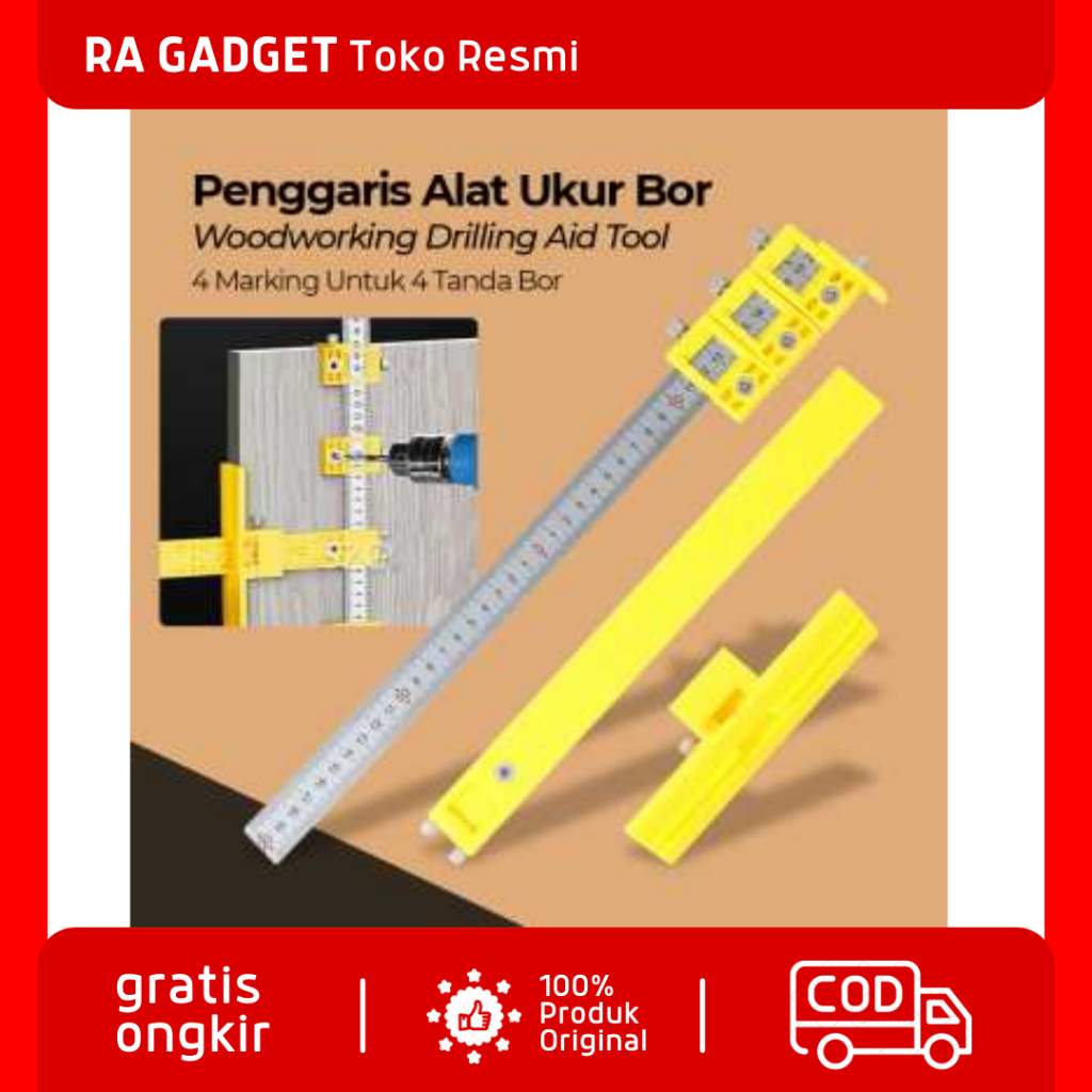 Penggaris Alat Ukur Bor Woodworking Drilling Aid Tool / Penggaris Tukang Bor Located Kayu Keramik Be