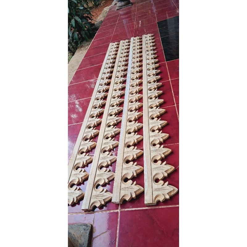 Lisplang cemara lebar 15cm kayu jati perhutani 2 meter vareasi rumah dan teras joglo