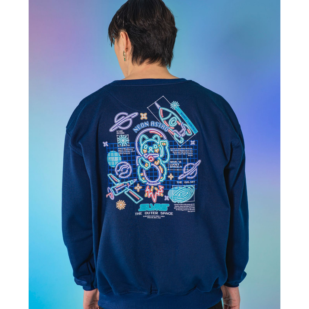 Thesilversky Neon Astro Navy Crewneck Sweater Premium