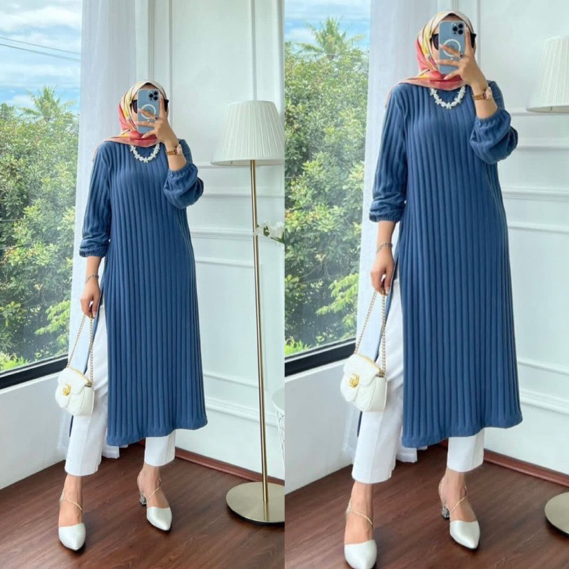 Long Tunik Jumbo Knit Hornet Premium /Tania Long Tunik Muslim