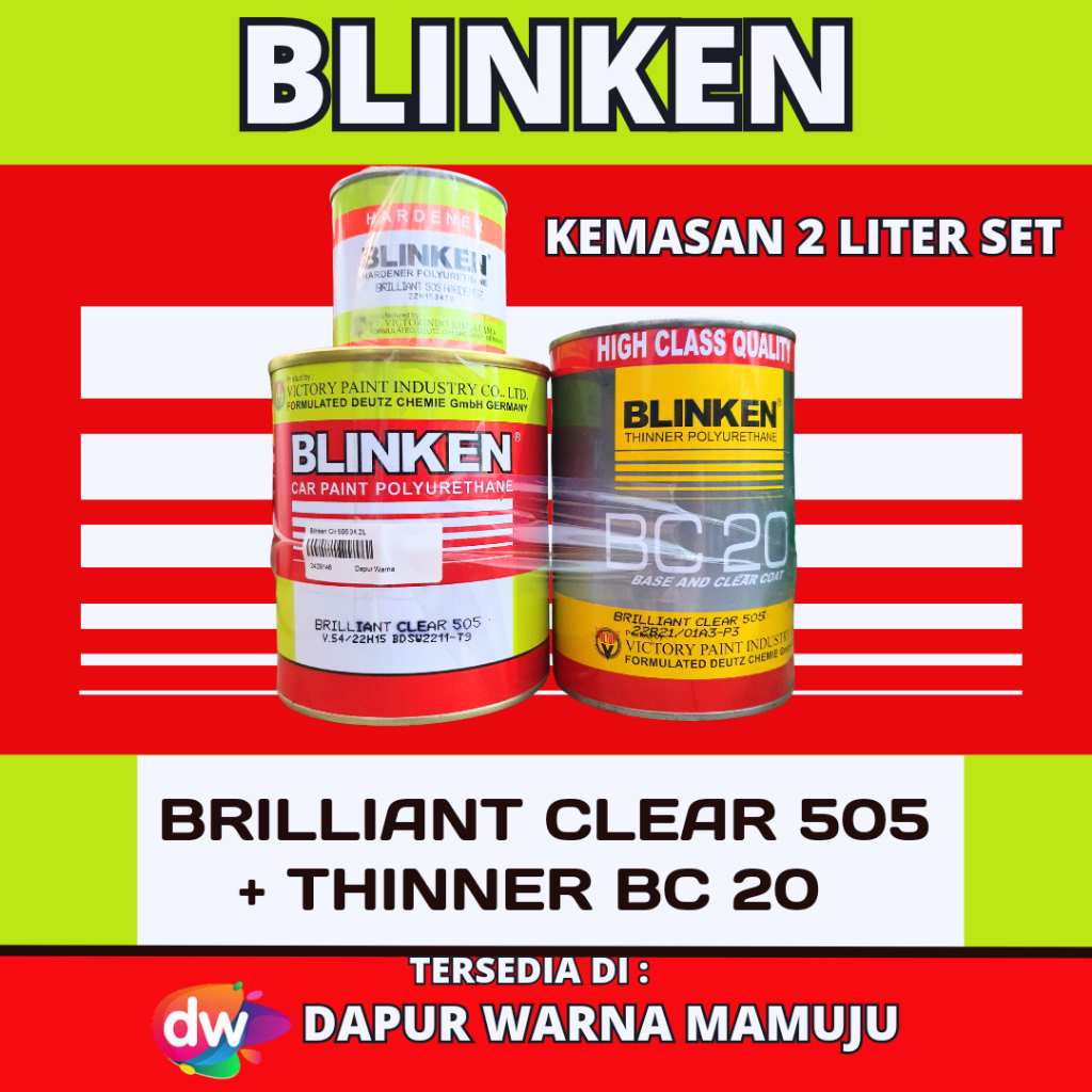 [Sulsel-Sulbar] Blinken Brilliant Clear 505 + Thinner BC 20 (Clear Blinken 505) 2 Liter Set