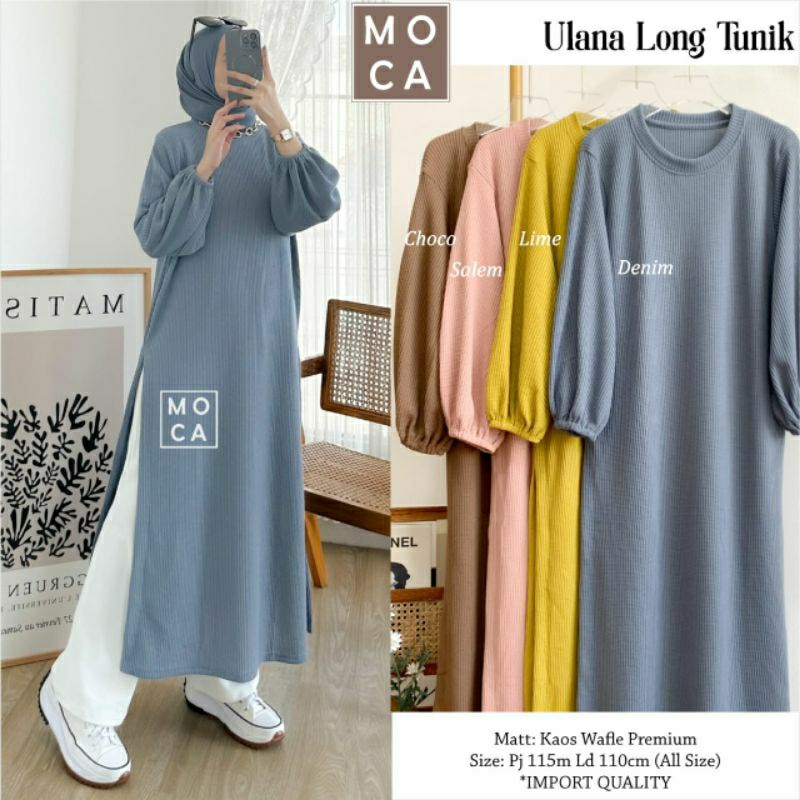 ULANA LONG TUNIK POLOS ORI MOCA HIJAB SOLO