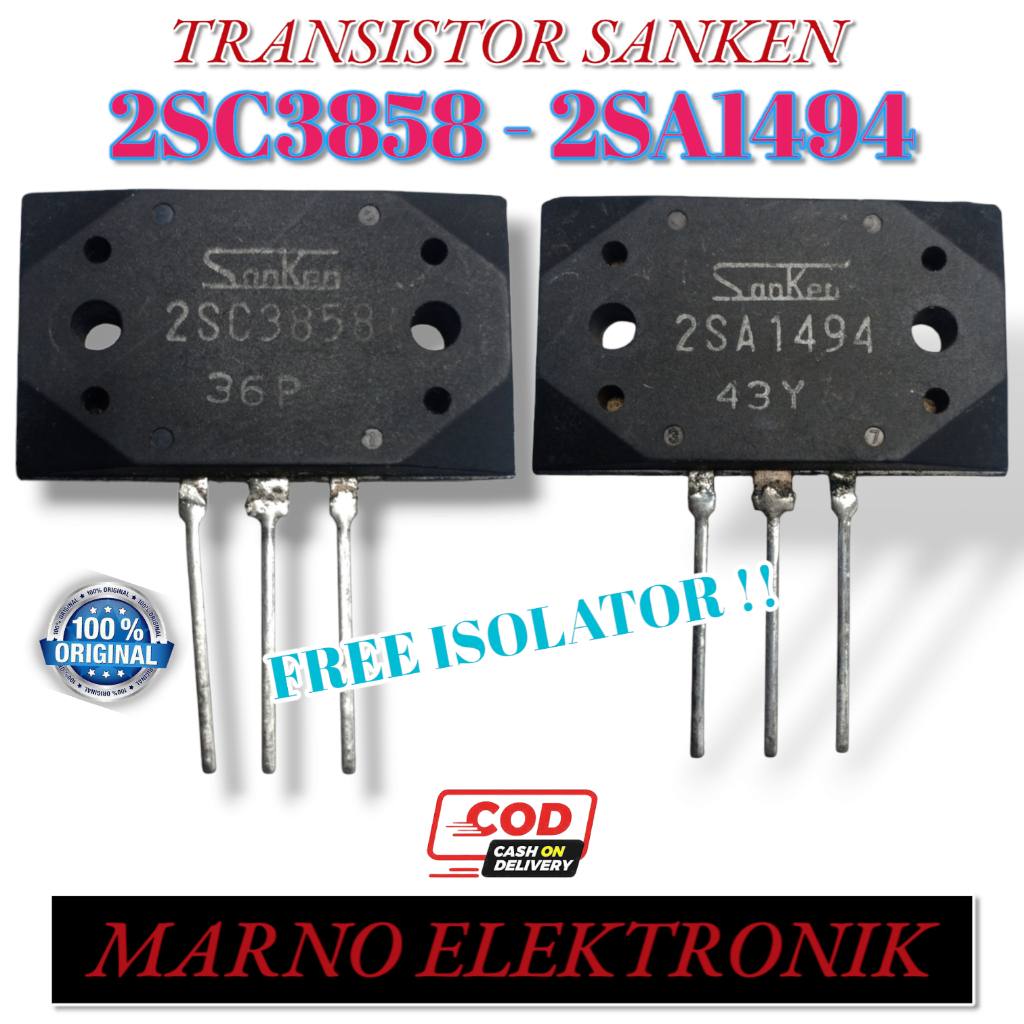 TR TRANSISTOR SANKEN CABUTAN 2SC3858 2SA1494 2 SC 3858 SA 1494