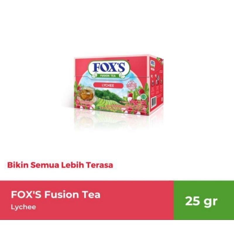 Fox's fusion tea lychee 15 bags foxs fox15's teh leci box isi 15 tea bag 25g 25 g