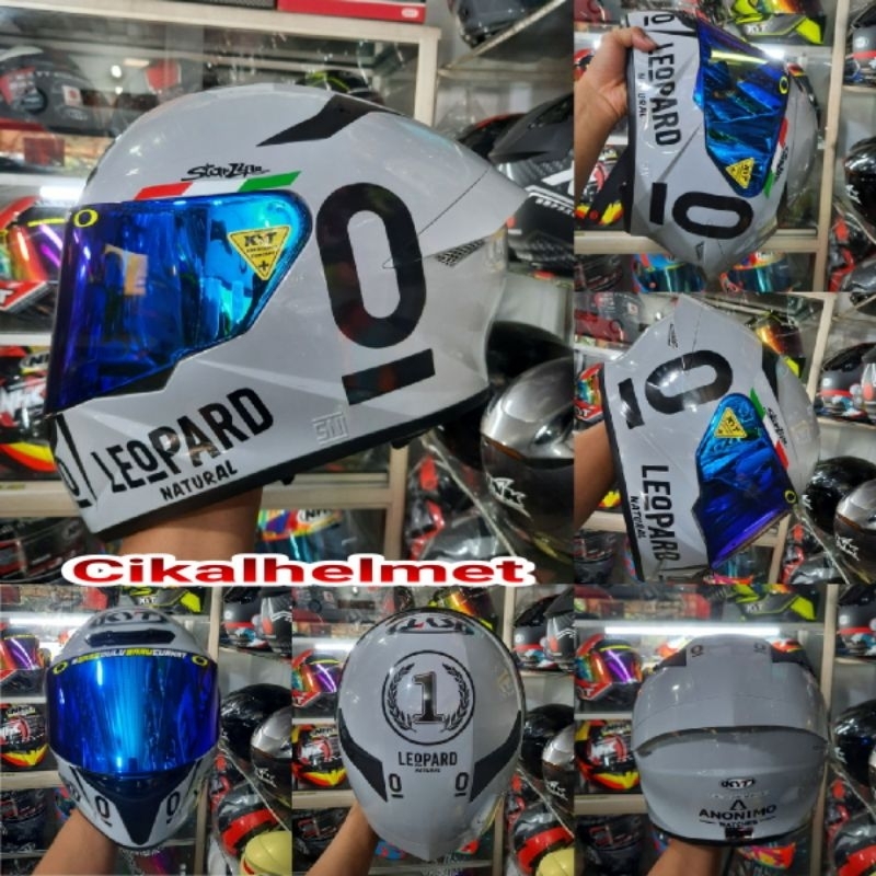 KYT TT COURSE SOLID ASPHALT GREY PAKET GANTENG LEOPARD ORIGINAL KYT