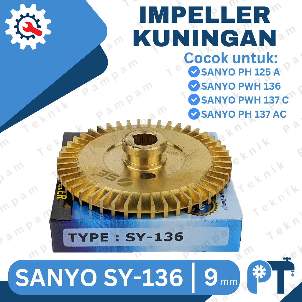 Kipas Impeller Kuningan Sanyo SY-136 137 Sparepart Pompa Air