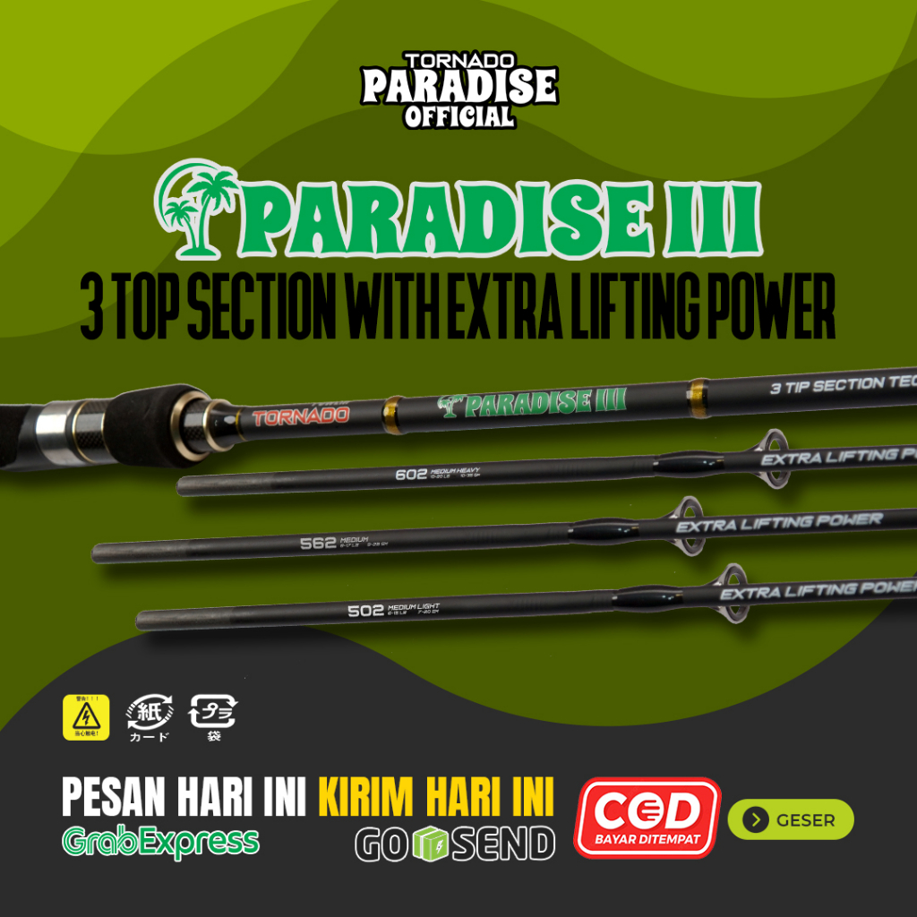 Joran Paradise III / Joran Paradise 3 / Carbon Solid Ring Guide Keramik Handle Uk. 150cm 165cm 180cm