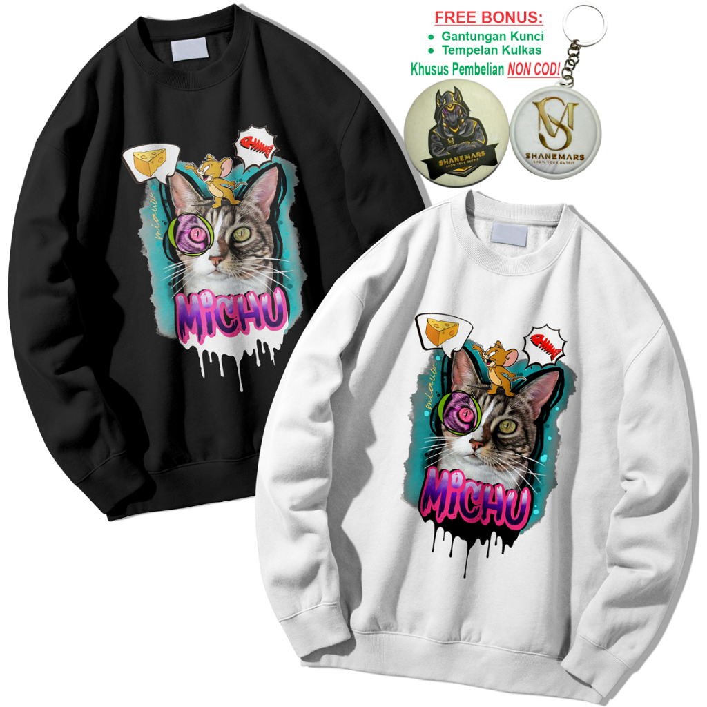 Sweater Wanita Oversize MICHU korean style Terbaru Unisex Cotton FLeece tebal 300 gsm Bestie Couple