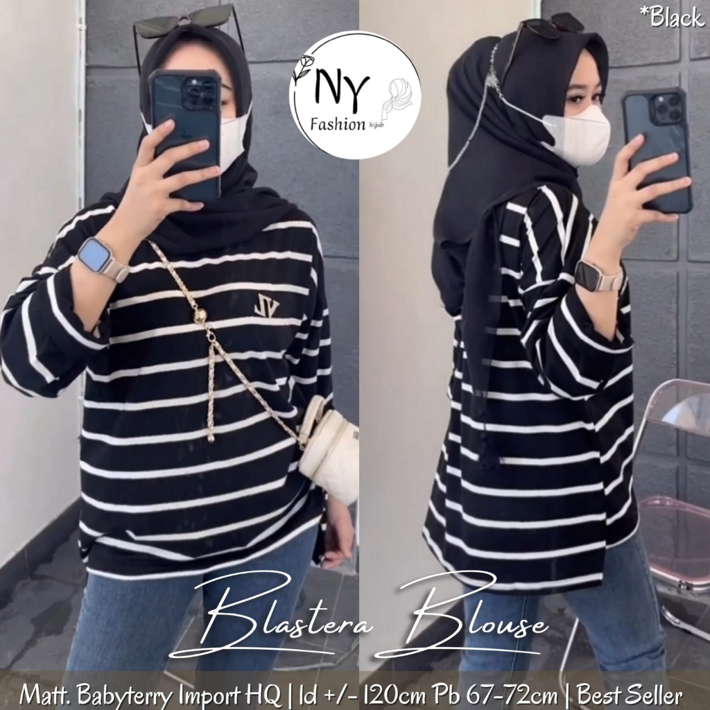 KAOS WANITA LENGAN PANJANG JUMBO KEKINIAN KOREAN STYLE BAJU ATASAN KAOS SALUR GARIS GARIS WANITA JUM