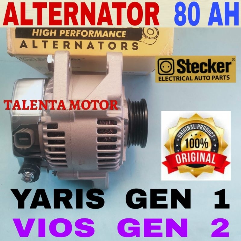 BERGARANSI. 80A. ALTERNATOR ALT NEW VIOS / LIMO / GEN 2 + YARIS BAKPAU / GEN 1 DINAMO AMPER / ISI ME